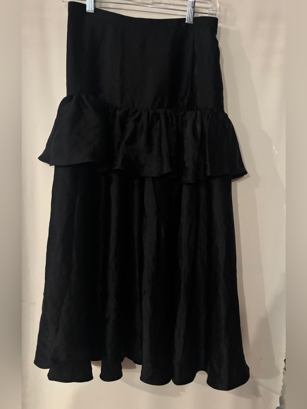 J Crew Collection Ruffle Tier Midi Skirt Black Size 0